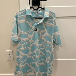 Bad Birdie Light Blue and White Patterned Men's Shirt